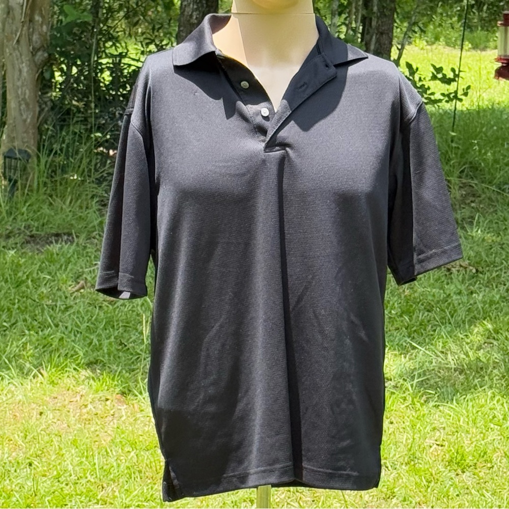 PGA Tour Black Polo Shirt with Classic Collar and Relaxed Fit Size M (CBM0001)